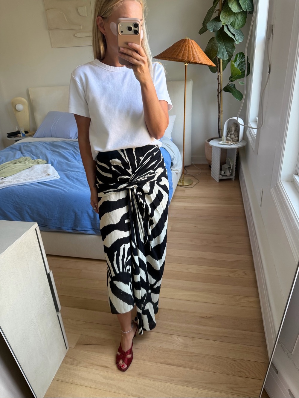 H&M Studio Zebra Midi Skirt Size 4